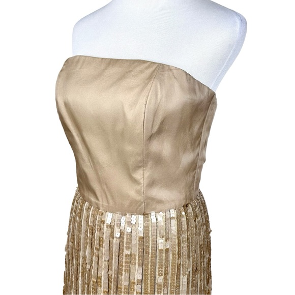 Liancarlo Vintage Beaded Sequin Silk Formal Evening Gown SZ 8 Champagne Gold - Picture 16 of 17